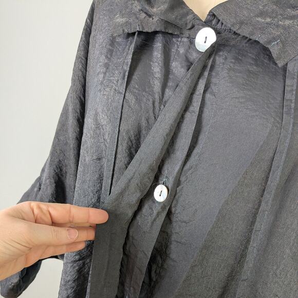 Cut Loose Topper Jacket L Gray Crinkle Lagenlook Artsy Eclectic Glam Coat - Picture 8 of 12